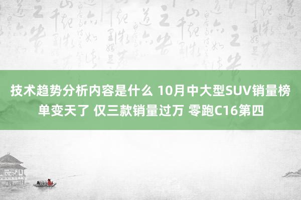 技术趋势分析内容是什么 10月中大型SUV销量榜单变天了 仅三款销量过万 零跑C16第四