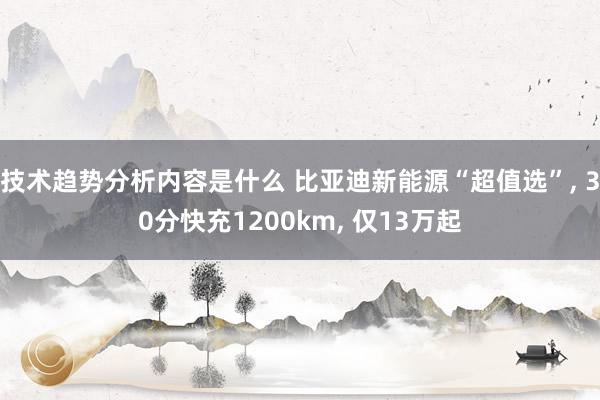 技术趋势分析内容是什么 比亚迪新能源“超值选”, 30分快充1200km, 仅13万起