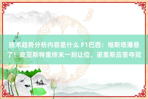 技术趋势分析内容是什么 F1巴西：维斯塔潘悬了！皮亚斯特里终末一刻让位，诺里斯应答夺冠