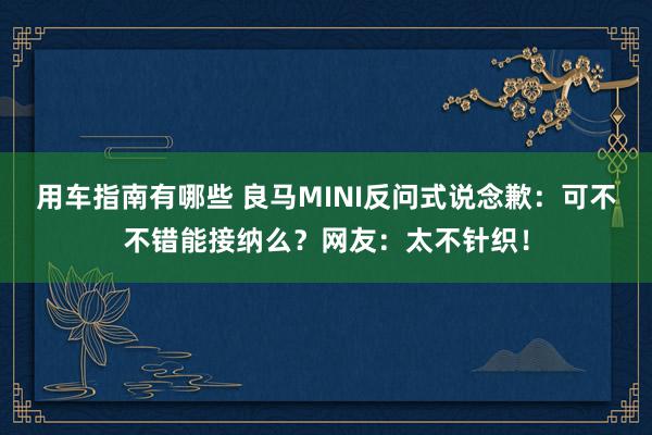 用车指南有哪些 良马MINI反问式说念歉：可不不错能接纳么？网友：太不针织！