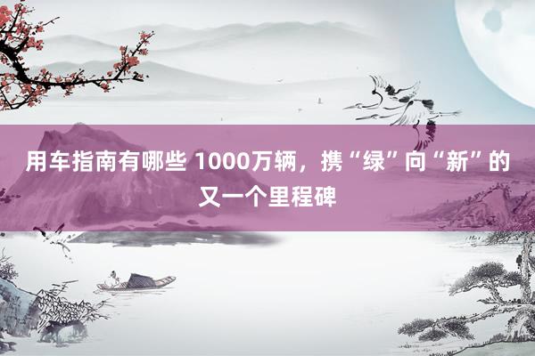 用车指南有哪些 1000万辆，携“绿”向“新”的又一个里程碑