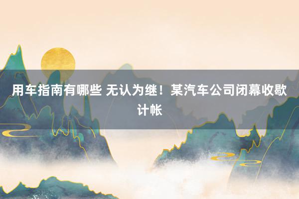 用车指南有哪些 无认为继！某汽车公司闭幕收歇计帐