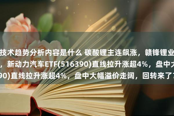 技术趋势分析内容是什么 碳酸锂主连飙涨，赣锋锂业涨停、宁德时间涨3%，新动力汽车ETF(516390)直线拉升涨超4%，盘中大幅溢价走阔，回转来了？