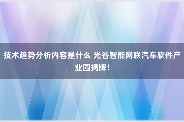 技术趋势分析内容是什么 光谷智能网联汽车软件产业园揭牌！