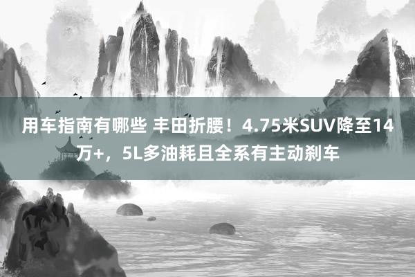 用车指南有哪些 丰田折腰！4.75米SUV降至14万+，5L多油耗且全系有主动刹车