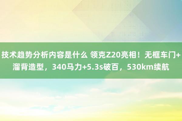 技术趋势分析内容是什么 领克Z20亮相！无框车门+溜背造型，340马力+5.3s破百，530km续航