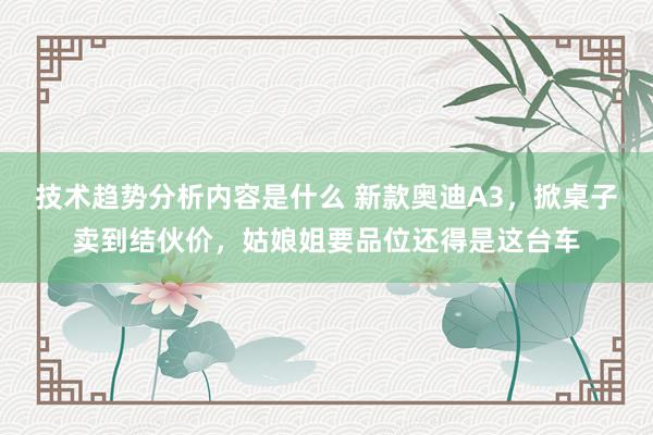 技术趋势分析内容是什么 新款奥迪A3，掀桌子卖到结伙价，姑娘姐要品位还得是这台车