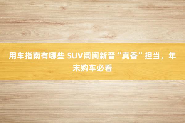 用车指南有哪些 SUV阛阓新晋“真香”担当，年末购车必看