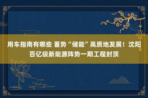 用车指南有哪些 蓄势“储能”高质地发展！沈阳百亿级新能源阵势一期工程封顶