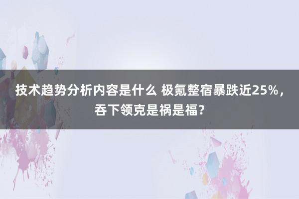 技术趋势分析内容是什么 极氪整宿暴跌近25%，吞下领克是祸是福？