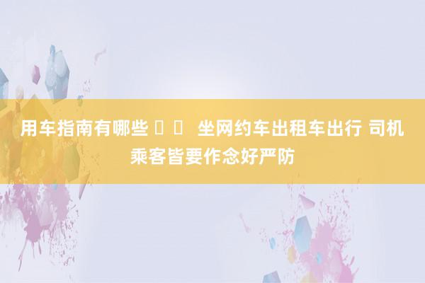 用车指南有哪些 		 坐网约车出租车出行 司机乘客皆要作念好严防