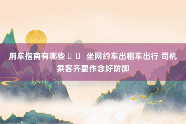 用车指南有哪些 		 坐网约车出租车出行 司机乘客齐要作念好防御