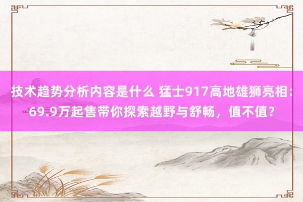 技术趋势分析内容是什么 猛士917高地雄狮亮相：69.9万起售带你探索越野与舒畅，值不值？