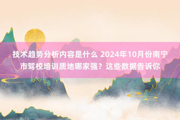 技术趋势分析内容是什么 2024年10月份南宁市驾校培训质地哪家强？这些数据告诉你