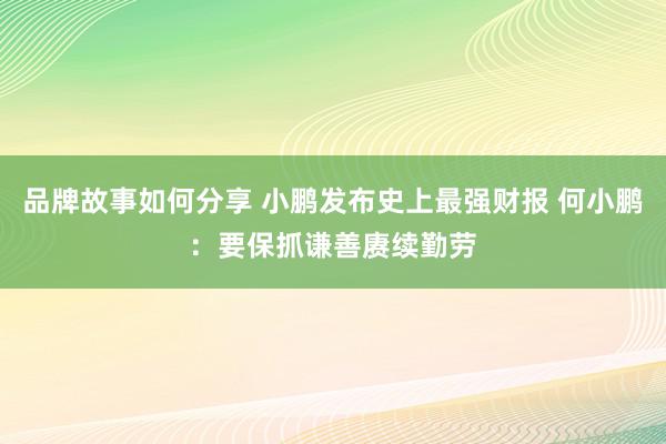 品牌故事如何分享 小鹏发布史上最强财报 何小鹏：要保抓谦善赓续勤劳