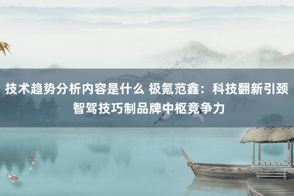 技术趋势分析内容是什么 极氪范鑫：科技翻新引颈 智驾技巧制品牌中枢竞争力