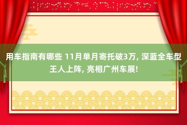 用车指南有哪些 11月单月寄托破3万, 深蓝全车型王人上阵, 亮相广州车展!