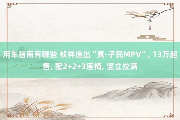 用车指南有哪些 祯祥造出“真·子民MPV”, 13万起售, 配2+2+3座椅, 竖立拉满