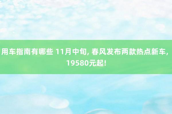 用车指南有哪些 11月中旬, 春风发布两款热点新车, 19580元起!