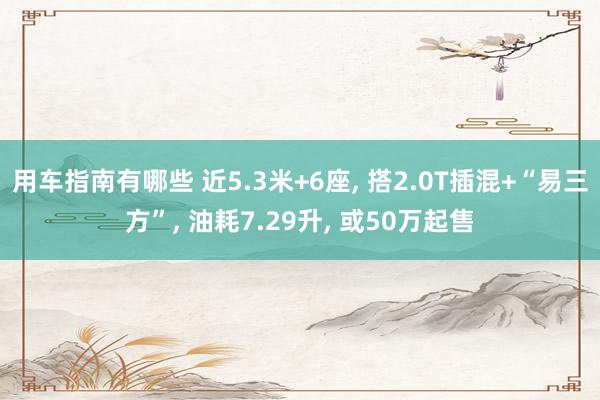 用车指南有哪些 近5.3米+6座, 搭2.0T插混+“易三方”, 油耗7.29升, 或50万起售