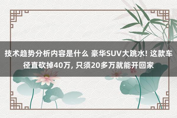 技术趋势分析内容是什么 豪华SUV大跳水! 这款车径直砍掉40万, 只须20多万就能开回家