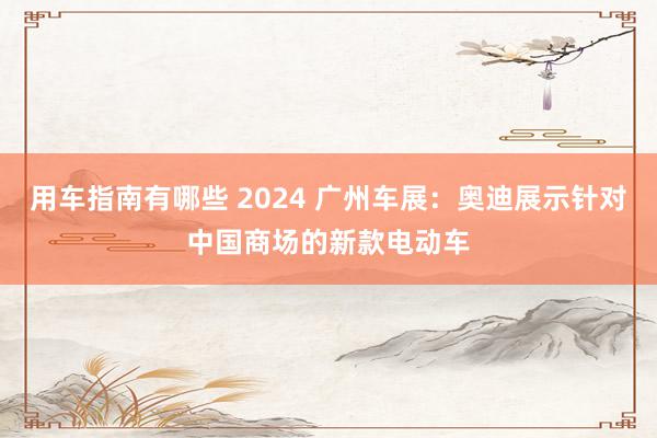 用车指南有哪些 2024 广州车展：奥迪展示针对中国商场的新款电动车