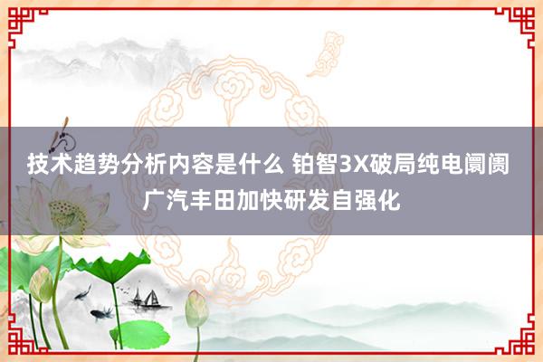 技术趋势分析内容是什么 铂智3X破局纯电阛阓 广汽丰田加快研发自强化