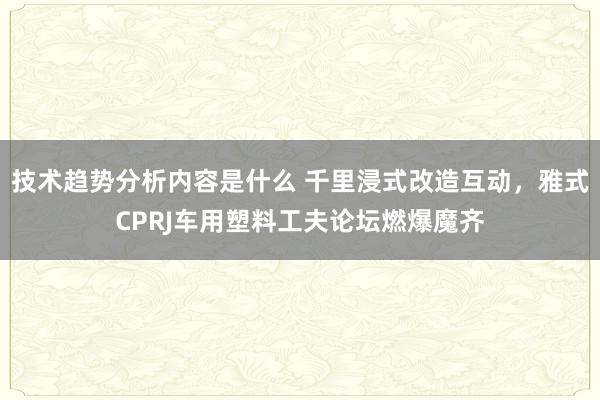 技术趋势分析内容是什么 千里浸式改造互动，雅式CPRJ车用塑料工夫论坛燃爆魔齐