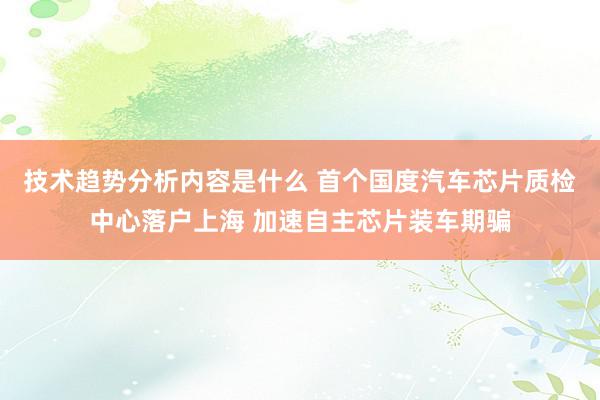 技术趋势分析内容是什么 首个国度汽车芯片质检中心落户上海 加速自主芯片装车期骗