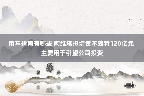 用车指南有哪些 阿维塔拟增资不独特120亿元 主要用于引望公司投资