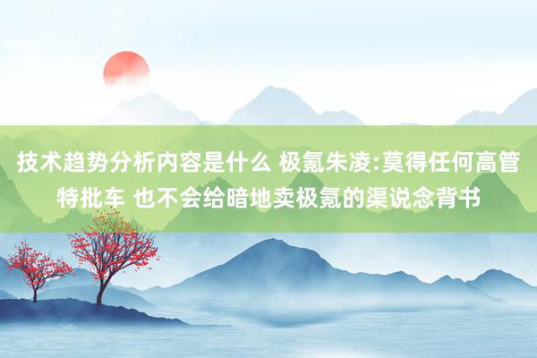 技术趋势分析内容是什么 极氪朱凌:莫得任何高管特批车 也不会给暗地卖极氪的渠说念背书