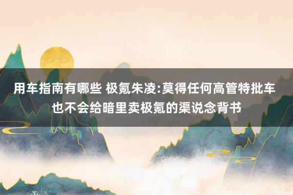 用车指南有哪些 极氪朱凌:莫得任何高管特批车 也不会给暗里卖极氪的渠说念背书