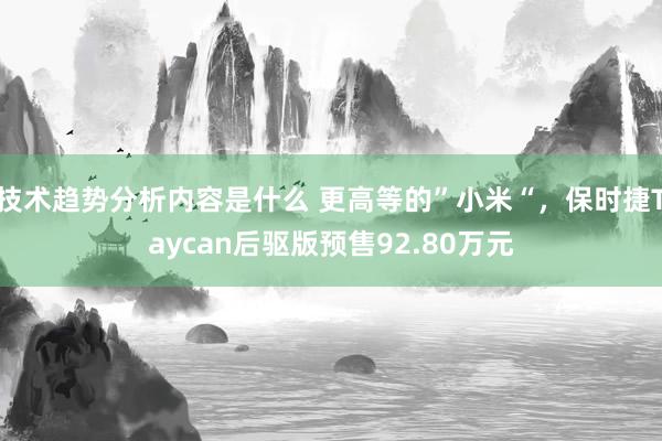 技术趋势分析内容是什么 更高等的”小米“，保时捷Taycan后驱版预售92.80万元