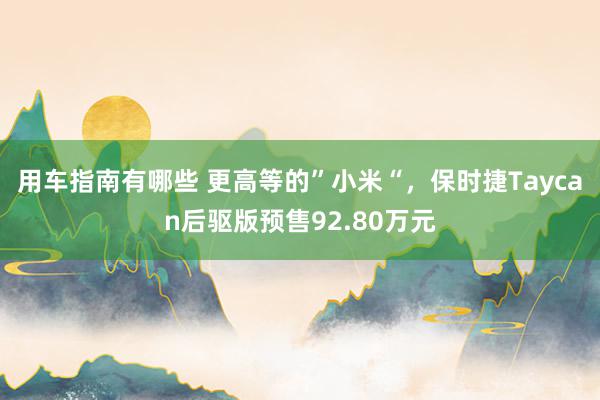 用车指南有哪些 更高等的”小米“，保时捷Taycan后驱版预售92.80万元