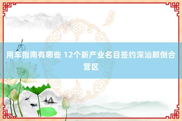 用车指南有哪些 12个新产业名目签约深汕颠倒合营区