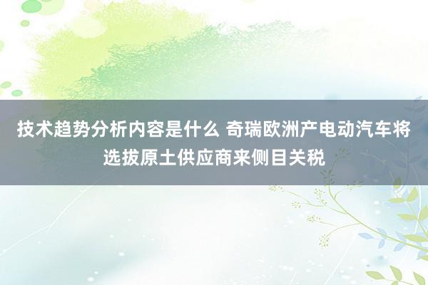 技术趋势分析内容是什么 奇瑞欧洲产电动汽车将选拔原土供应商来侧目关税