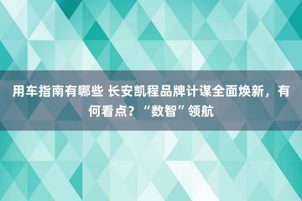 用车指南有哪些 长安凯程品牌计谋全面焕新，有何看点？“数智”领航