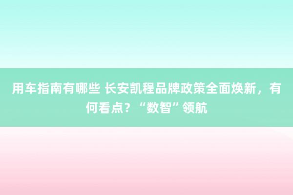 用车指南有哪些 长安凯程品牌政策全面焕新，有何看点？“数智”领航